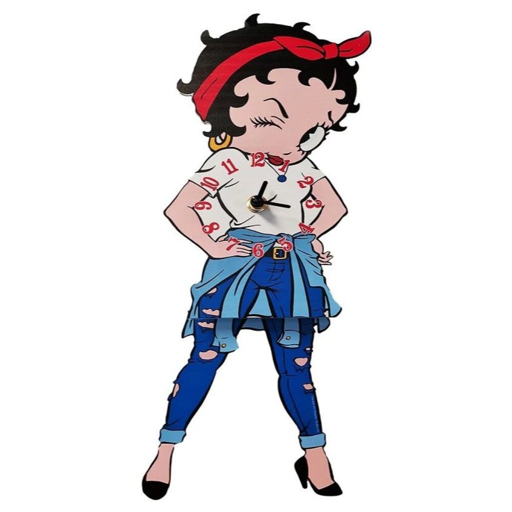 New Sassy Betty Boop Swinging Legs Wall Clock NIB Home Wall Decor Wink Photo Pic
